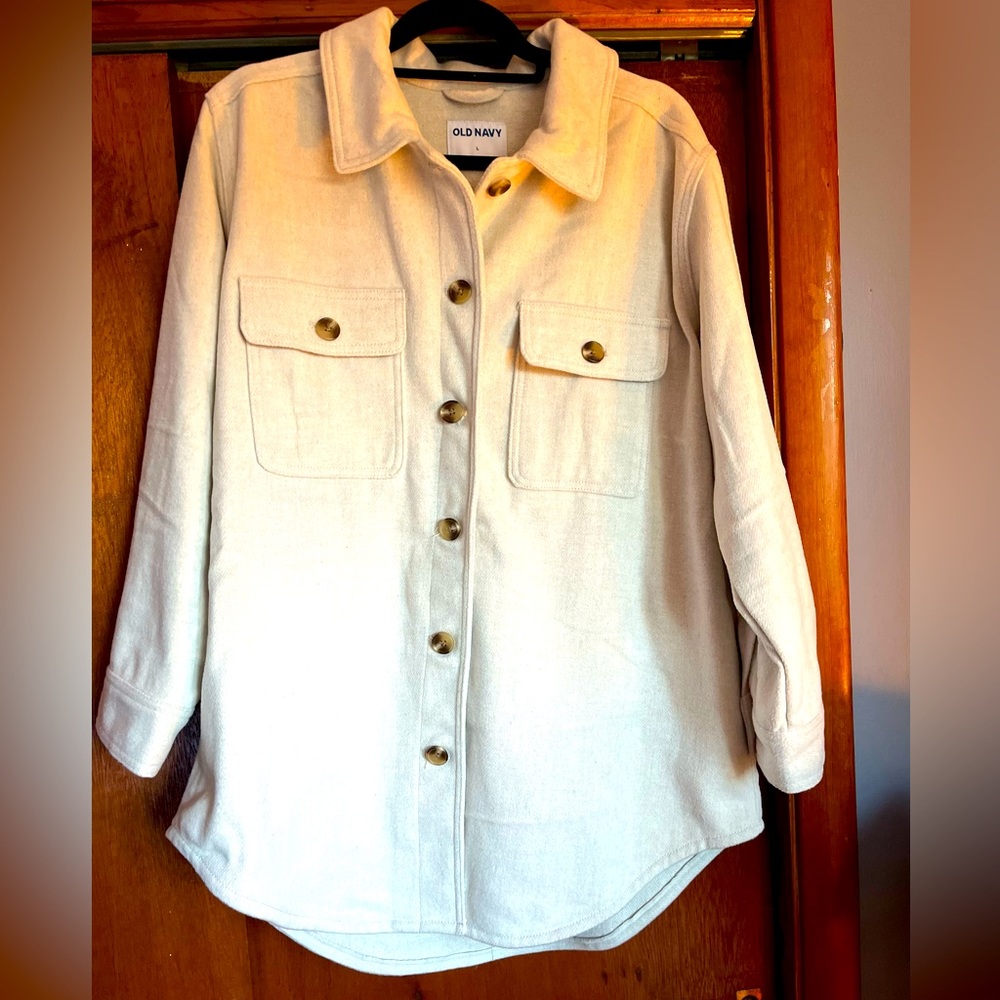 Old Navy Soft Brushed Shacket - Oatmeal